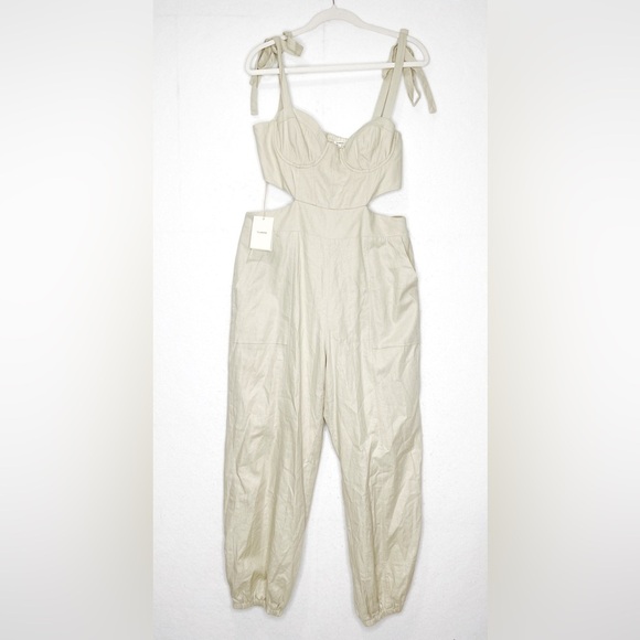 Revolve X Tularosa Kylo Corset Cutout Jumpsuit Sandstone Size Large - Picture 3 of 11